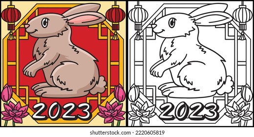 2023 Year Of The Rabbit Coloring Page Illustration