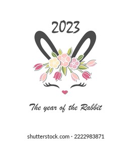 2023 The Year of the Rabbit. Vector illustration.