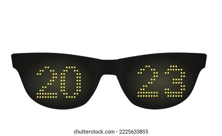 2023 year sunglasses. vector illustration