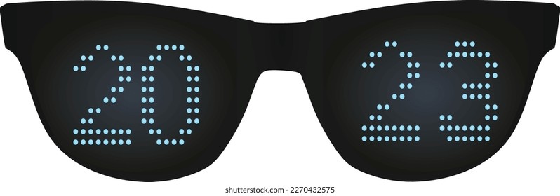 2023 year sunglasses. vector illustration