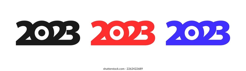 Icono de línea de texto de 2023 años. Recordatorio, año nuevo, notificación de calendarios, timbre, jingle, timbre, timbre, mensaje, despertador. Icono de línea de vector para negocios y publicidad