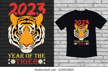 2023 Year of The Tiger Typography T-shirt
