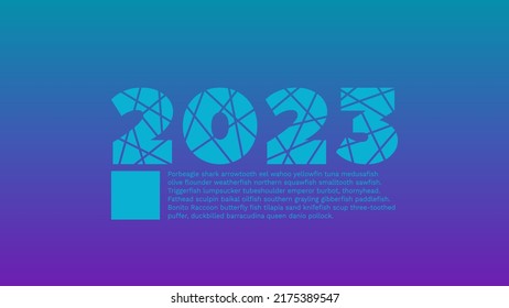 Icono vectorial de 2023 años. Fondo de degradado azul. Elemento para negocios, diseño web, página de inicio, infografía, texto, ejemplo