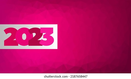 2023 year vector icon with pink low poly background. Element for business, web design, infographic, event, celebration, congratulation, page, presentation, calendar, winter holiday