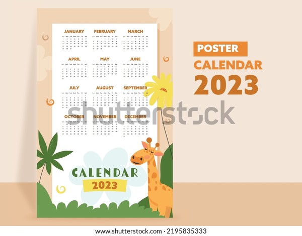 2023 Yearly Calendar Template Poster Design Stock Vector (Royalty Free ...