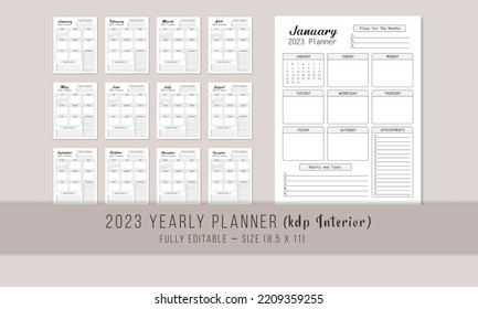 2023 Yearly Planner KDP Interior Template