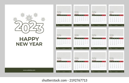 
2023 years all month vector simple layout desk Calendar