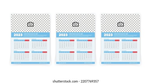 2023 years all month vector wall Calendar