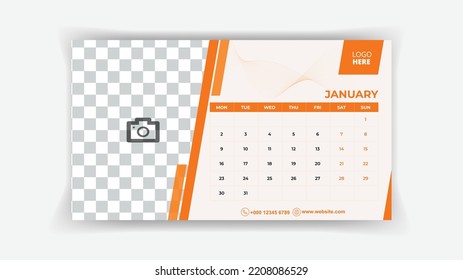 2023 years January month vector simple layout desk Calendar