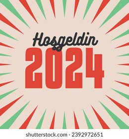 Hoşgeldin 2023 Yeni Yıl Kutlama, Yılbaşı. Tarjeta de felicitación turca. traducción: bienvenido 2023.