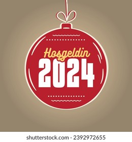 Hoşgeldin 2023 Yeni Yıl Kutlama, Yılbaşı. Tarjeta de felicitación turca. traducción: bienvenido 2023.