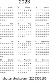 2023-2024 yearly calendar, yearly calendar, year at a glance calendar, simple calendar,minimalist calendar