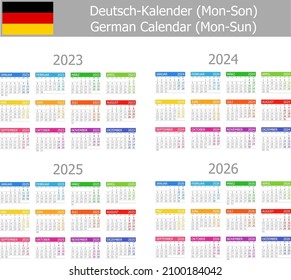 2023-2026 German Type-1 Calendar Mon-Sun on white background