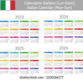 2023-2026 Italian Type-1 Calendar Mon-Sun on white background