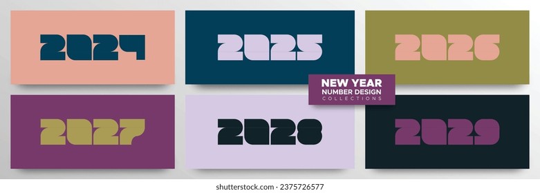 2024, 2025, 2026, 2027, 2028, 2029 number design concept for calendar and symbols. Creative concept of new year number with minimalist and unique design style svg