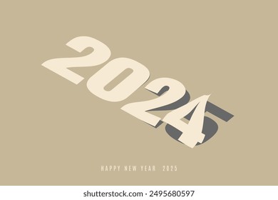 From 2024 to 2025, Happy New Year 2025 text design. Cover of business diary for 2025 with wishes. Brochure design template, card, banner. Vector illustration.