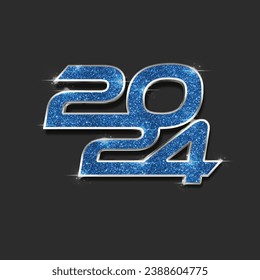 2024 3d text Blue Sparkling template
