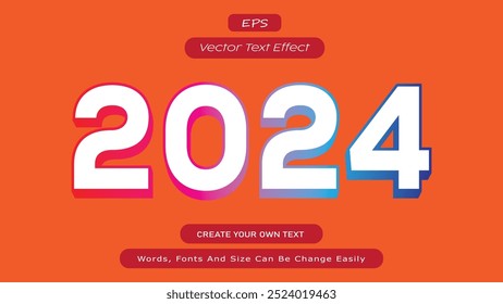 2024 3D Text Effect Vector Design, 2024 Promotion Banner Template, 2024 Poster Vector Illustration, 2024 Effect Graphic Design 