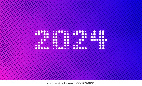 2024 Abstract Gradient Vector Halftone  Technology Dots Blue Background