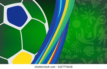 2024 Abstract green blue Brazilian Summer Game Competition background. World of Brasil pattern dinamic shapes traditional elements. Kids Camp Sports Championship Conmeball Copa America São Paulo Rio