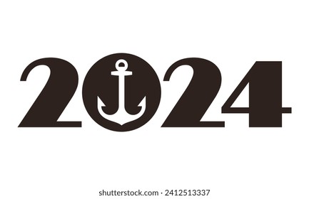 2024 - anchor, cruise, boating, seafaring, shipping isolated on white background