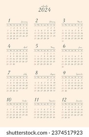 2024 Annual Calendar
Retro vertical type