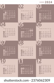 2024 annual calendar
stylish colors