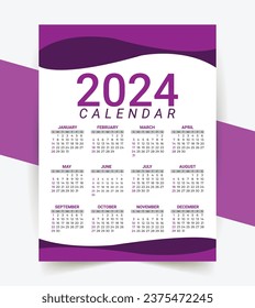 2024 annual calendar template design