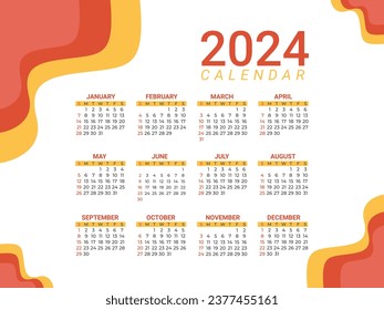 2024 annual calendar template design