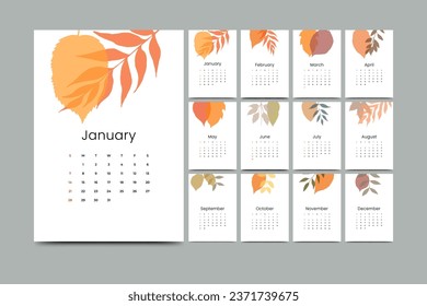 2024 annual calendar template with floral theme	