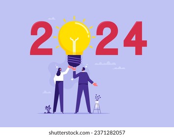 2024 annual planning concept, goals or direction for the organization, business team is brainstorming in a meeting