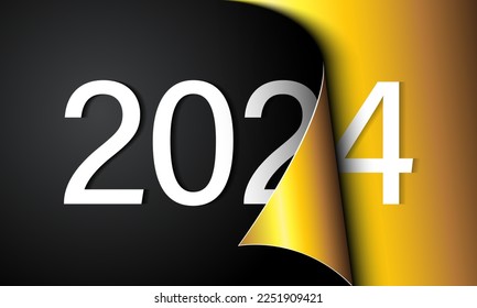 2024 Hintergrunddesign-Vorlage. Alles Gute zum Neujahr 2024, Vektorhintergrund. Banner, Poster, Grußkarte. Vektorgrafik.