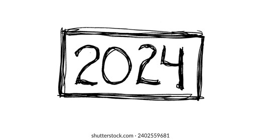 Cartel de bienvenida de la celebración de la tarjeta de bandera del vector feliz de fondo 2024
