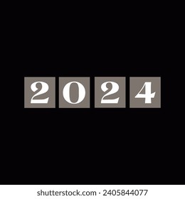 2024 - Banner, Design-Vorlage, Logo-Text-Zeichen einzeln auf weißem Hintergrund. Urlaubsgrußkarte. Vektorgrafik