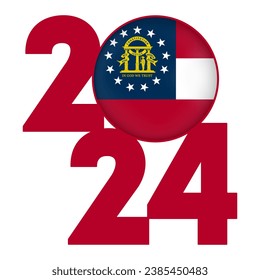 2024 banner with Georgia state flag inside. Vector illustration.