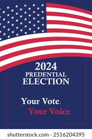 2024 Banner set of Election ballot box with a combination of American flag.