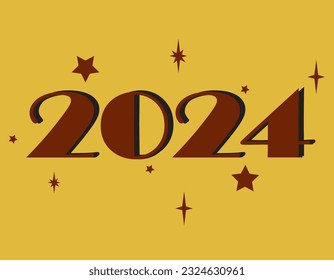 2024 Big lettering with stars and sparkles
