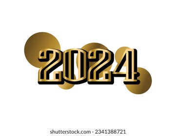 2024 black and golden number or text design vector