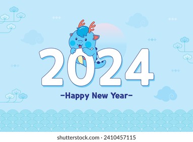 2024 Blue Dragon Year drawing