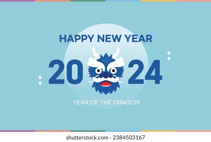 2024 Blue Dragon Year Illustration
