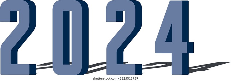 2024 blue vector, 3d standing up with shadow