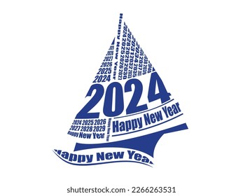 Plantilla de diseño vectorial del logotipo del barco 2024 sobre fondo blanco.
