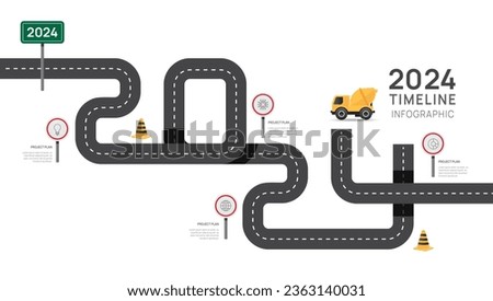 2024 business road map timeline infographic template. Modern milestone element timeline diagram vector infographic