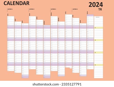 Calendario 2024, planificación anual Calendario de trabajo 2024. Anotación diaria