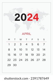 2024 Calendar Design - 12 Month Calendar - Clean Modern Layout. Pleasant Color Combination
