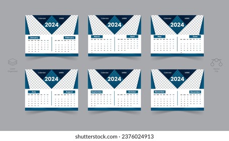 2024 Calendar Design Template of Geometric Shape.
