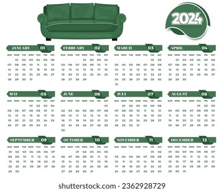 2024 calendar design template for happy new year