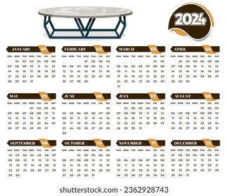 2024 calendar design template for happy new year