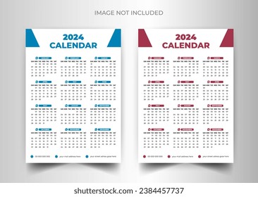 2024 calendar design template for happy new year