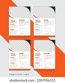 2024 calendar design template vector, yearly calendar template